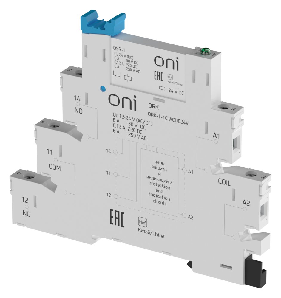 Реле интерфейсное ORK с розеткой 1 перекидной контакт 24В AC/DC ONI